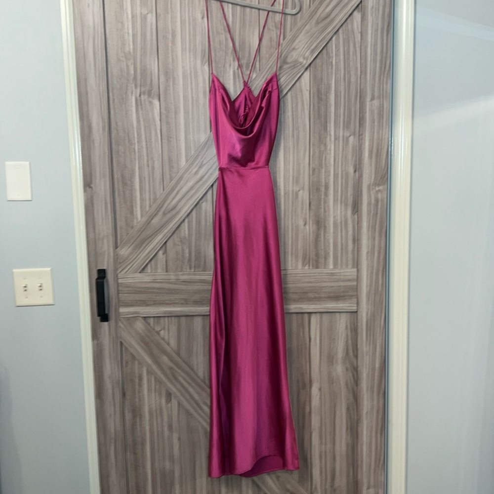 6. RNWY Hot Pink Satin Dress